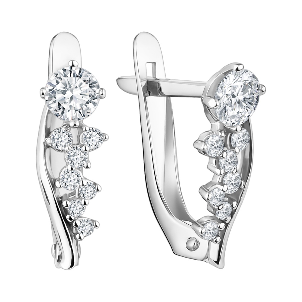 Серьги из серебра с фианитами