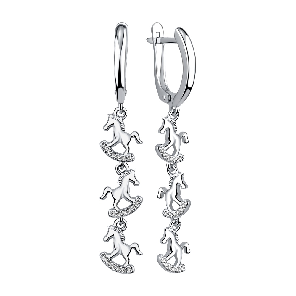 Серьги из серебра с фианитами