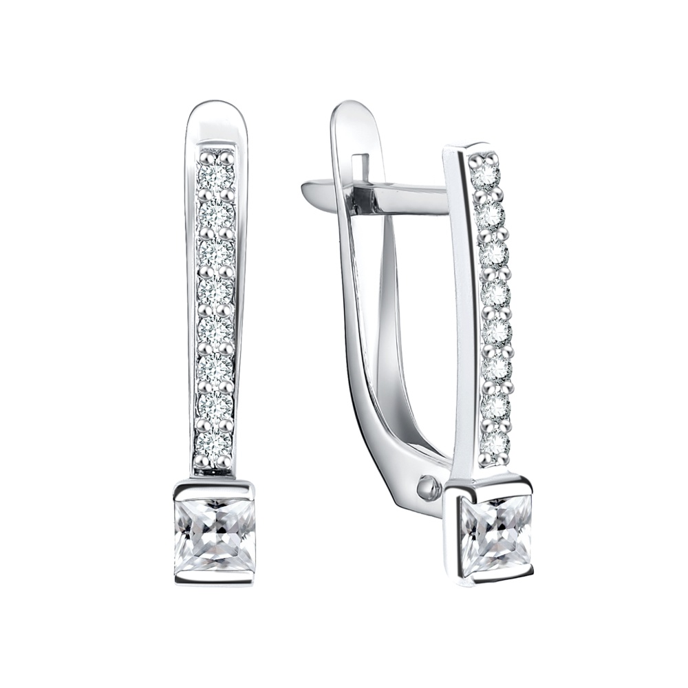 Серьги из серебра с фианитами