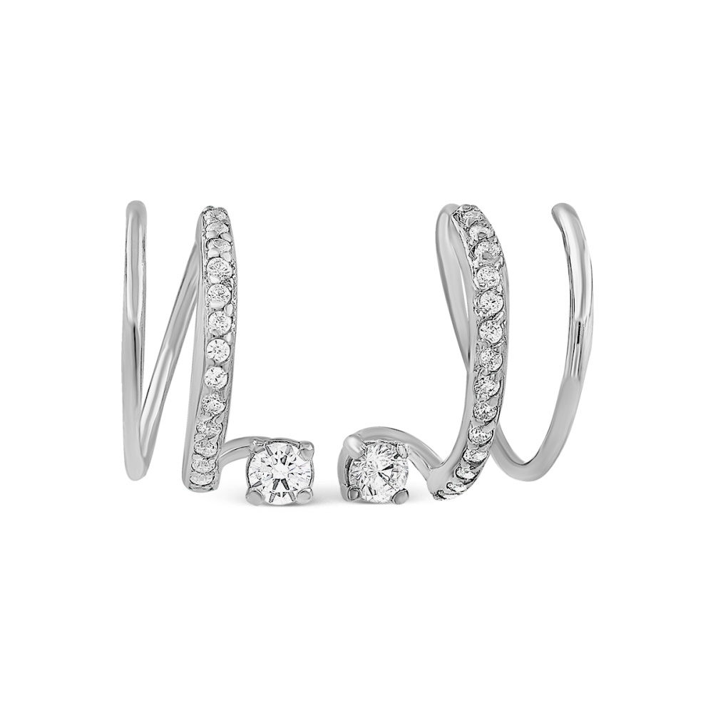 Серьги из серебра с фианитами