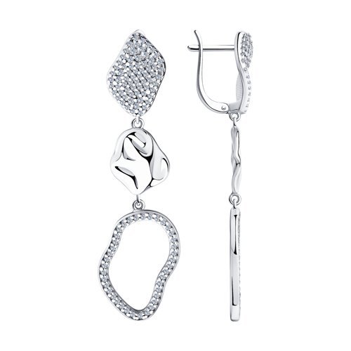 Серьги из серебра с фианитами