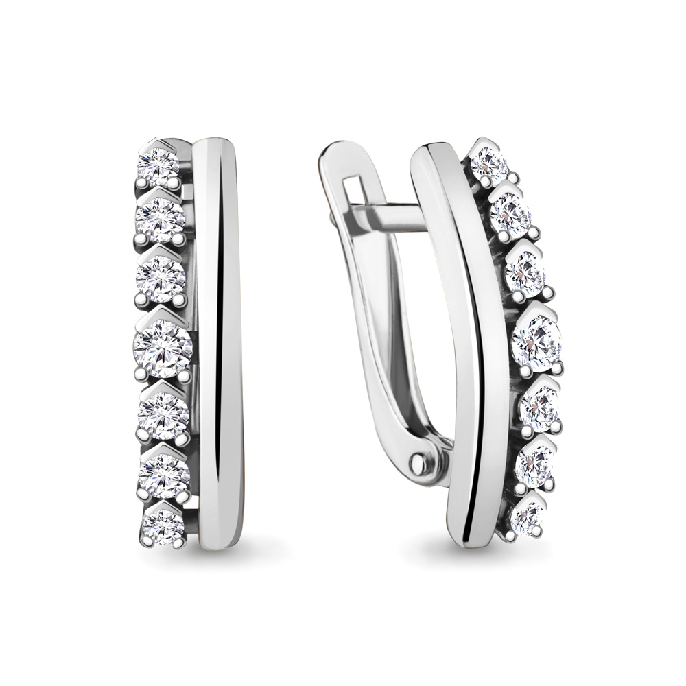 Серьги из серебра с фианитами