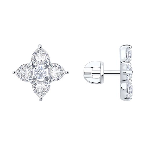 серьги из серебра с фианитами