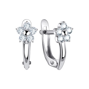 Серьги из серебра с фианитами