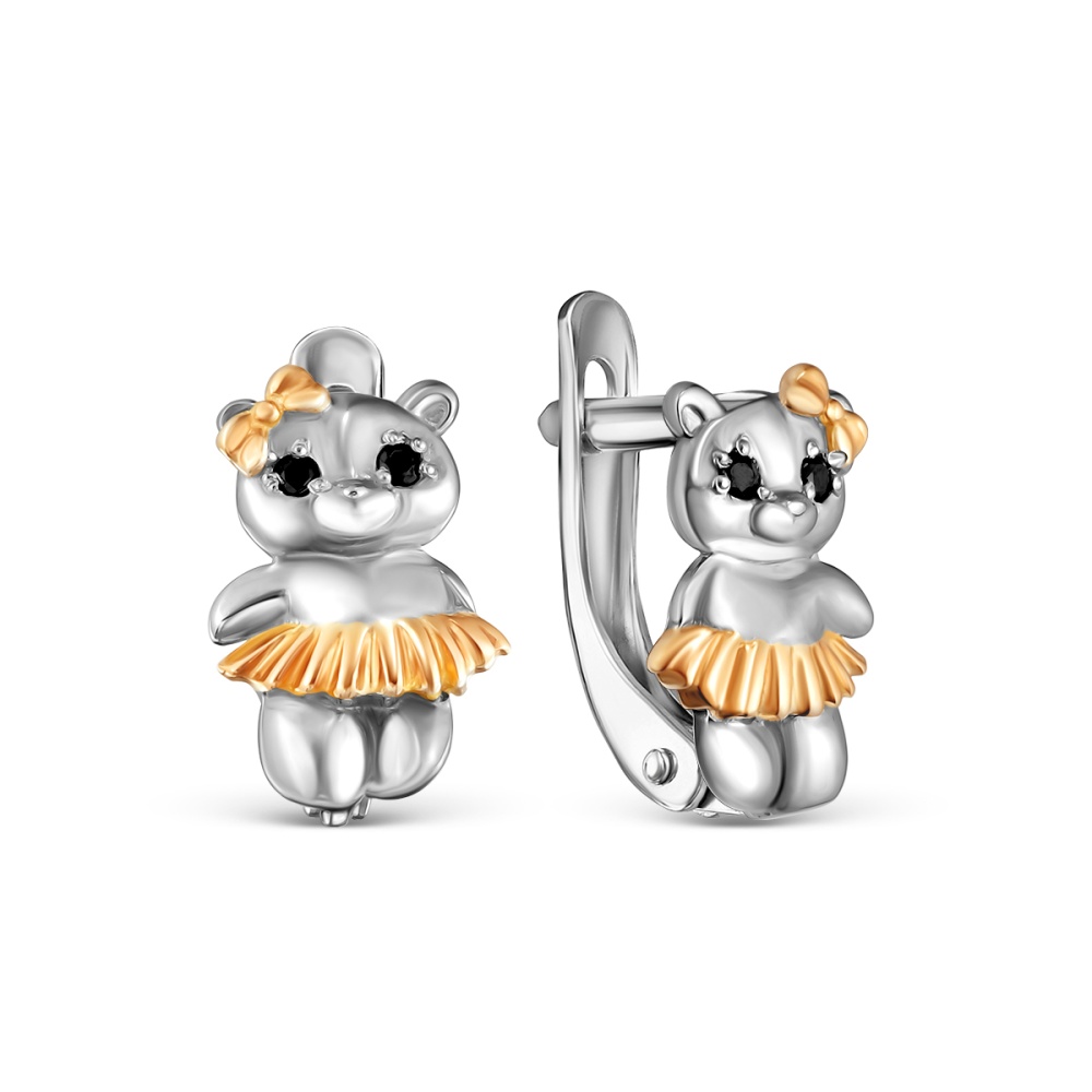 Серьги из серебра с фианитами