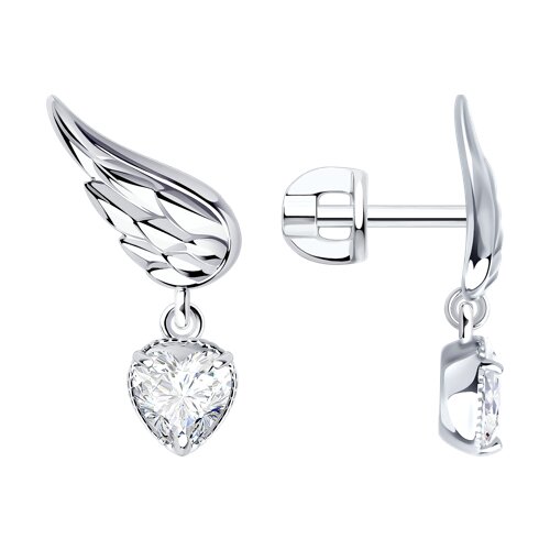 серьги из серебра с фианитами