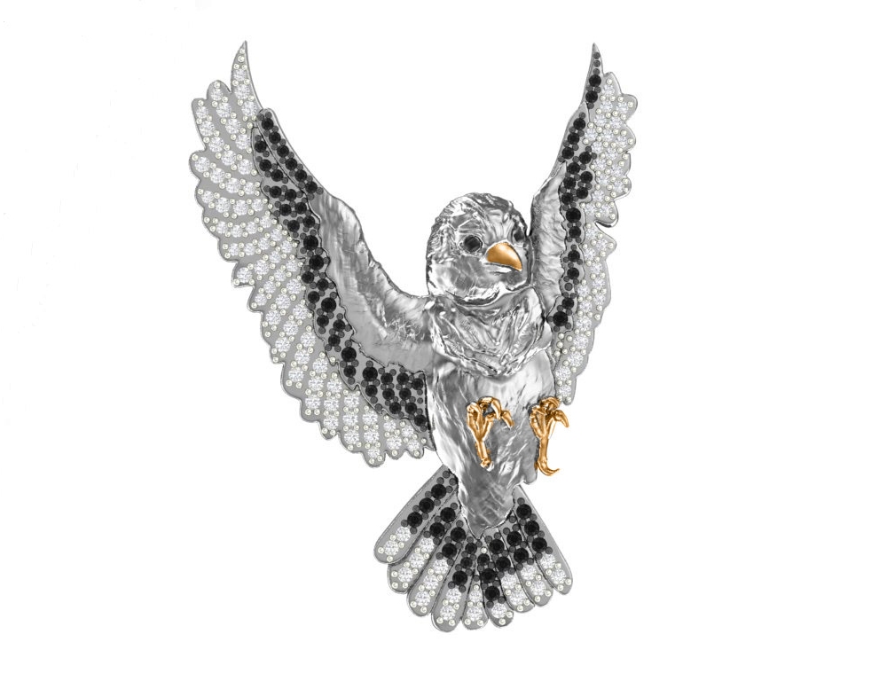 Брошь из серебра с фианитами