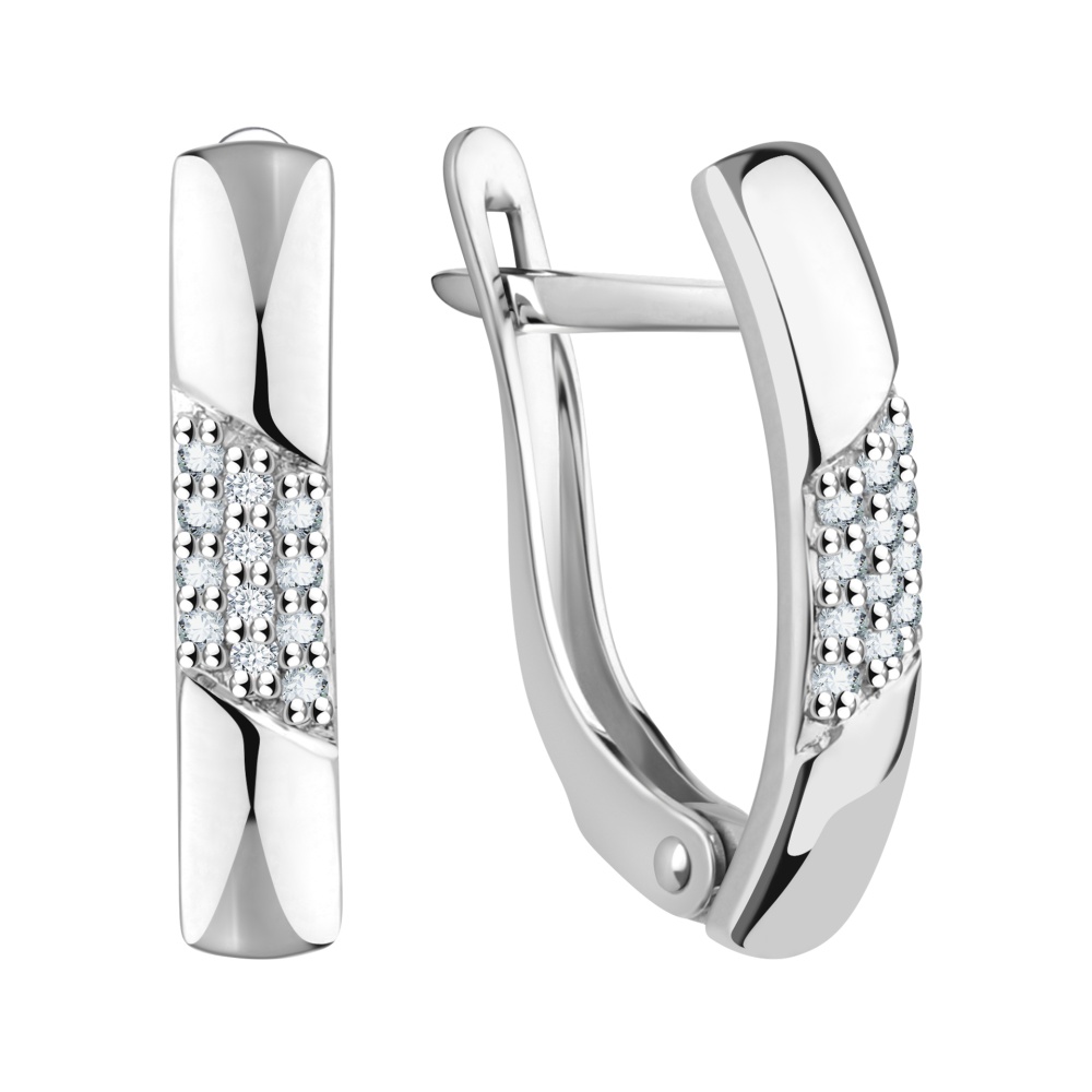 Серьги из серебра с фианитами