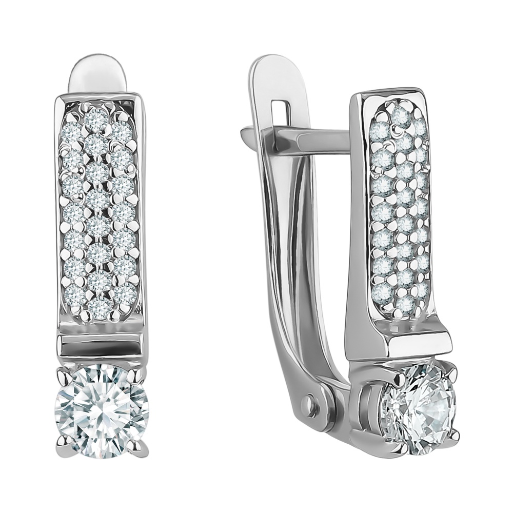 Серьги из серебра с фианитами