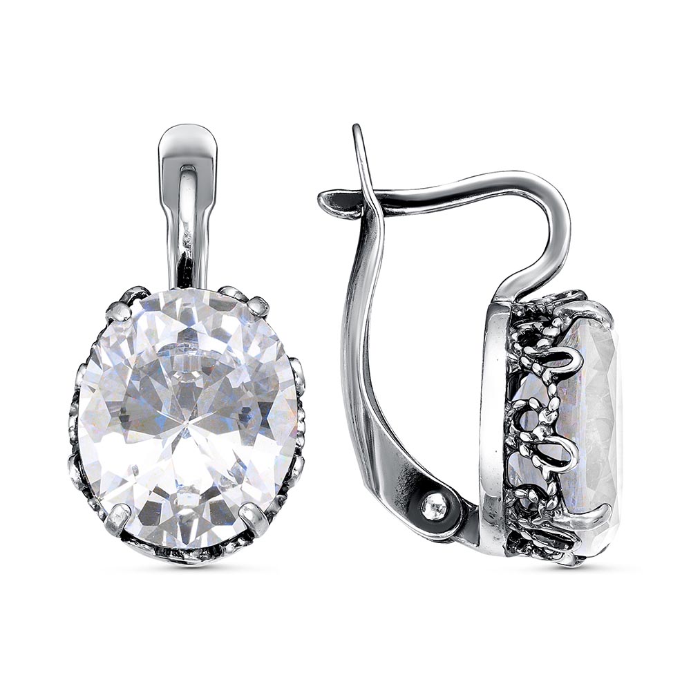 Серьги из серебра с фианитом
