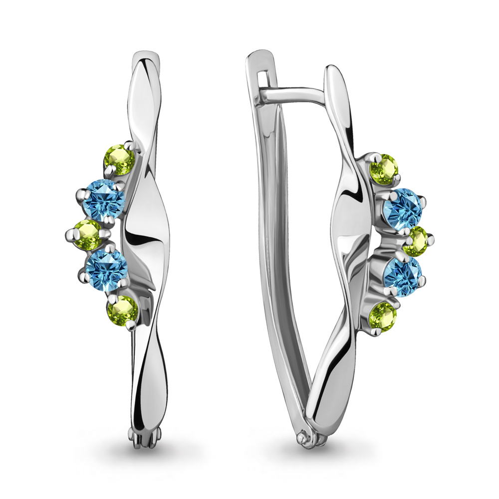 Серьги из серебра с топазами swiss