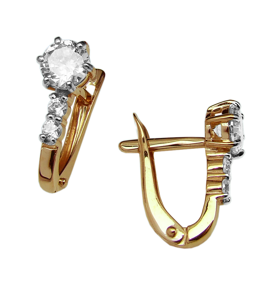 Серьги из серебра с фианитами