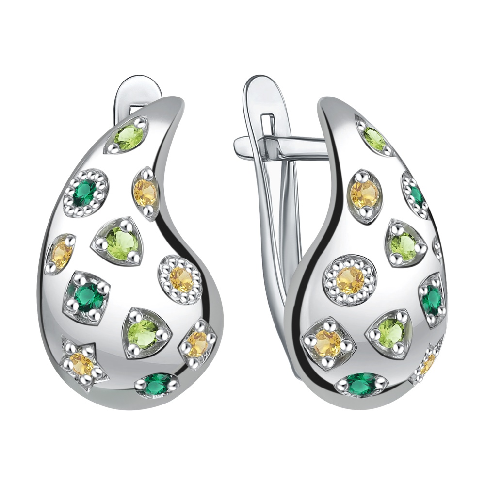 Серьги из серебра с фианитами