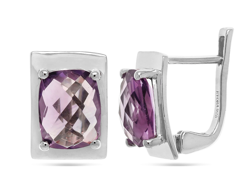 Серьги из серебра с аметистом