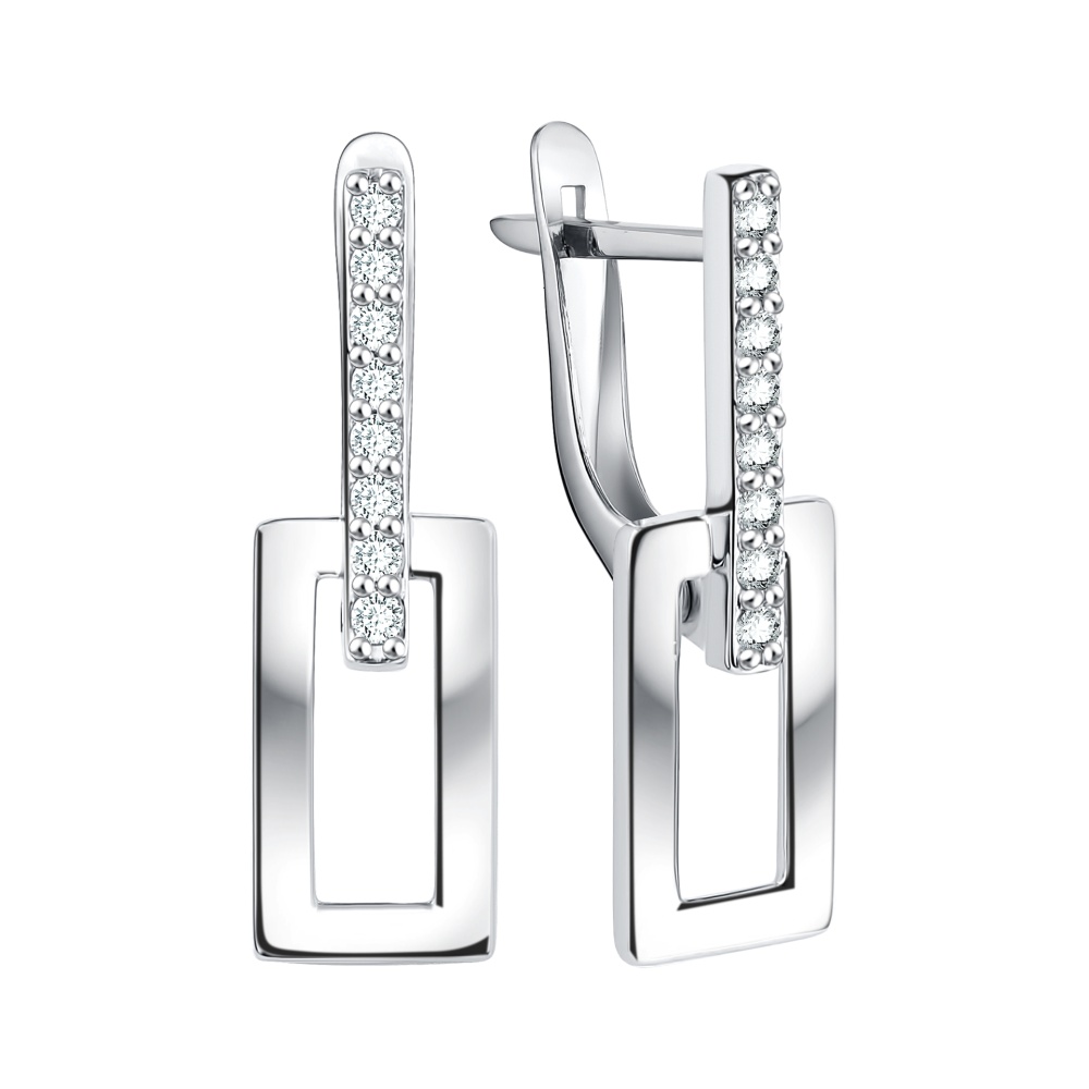 Серьги из серебра с фианитами