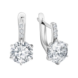 Серьги из серебра с фианитами