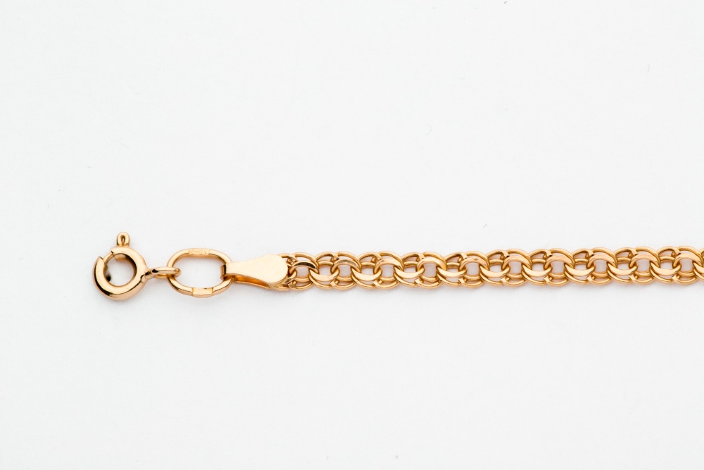 Цепь пустотелая из золота плетение "Бисмарк"