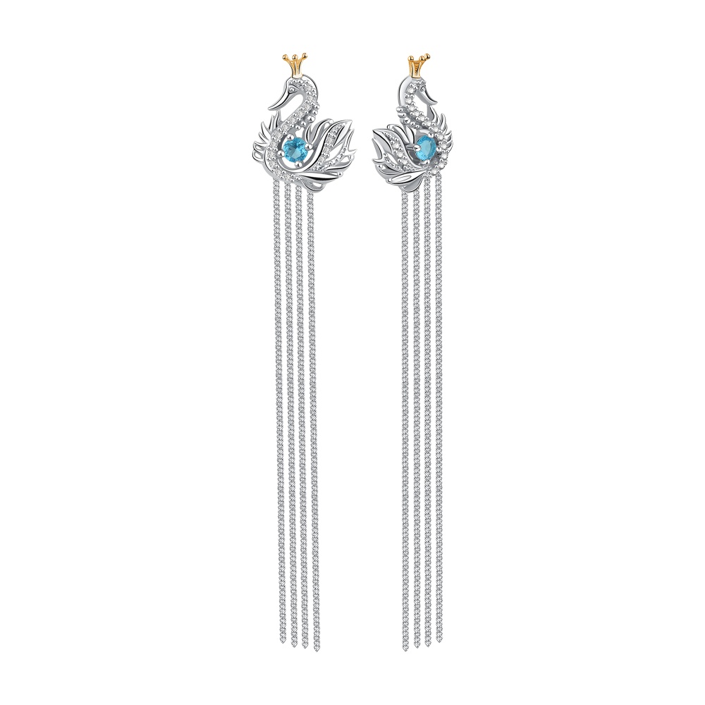 Серьги из серебра с фианитами