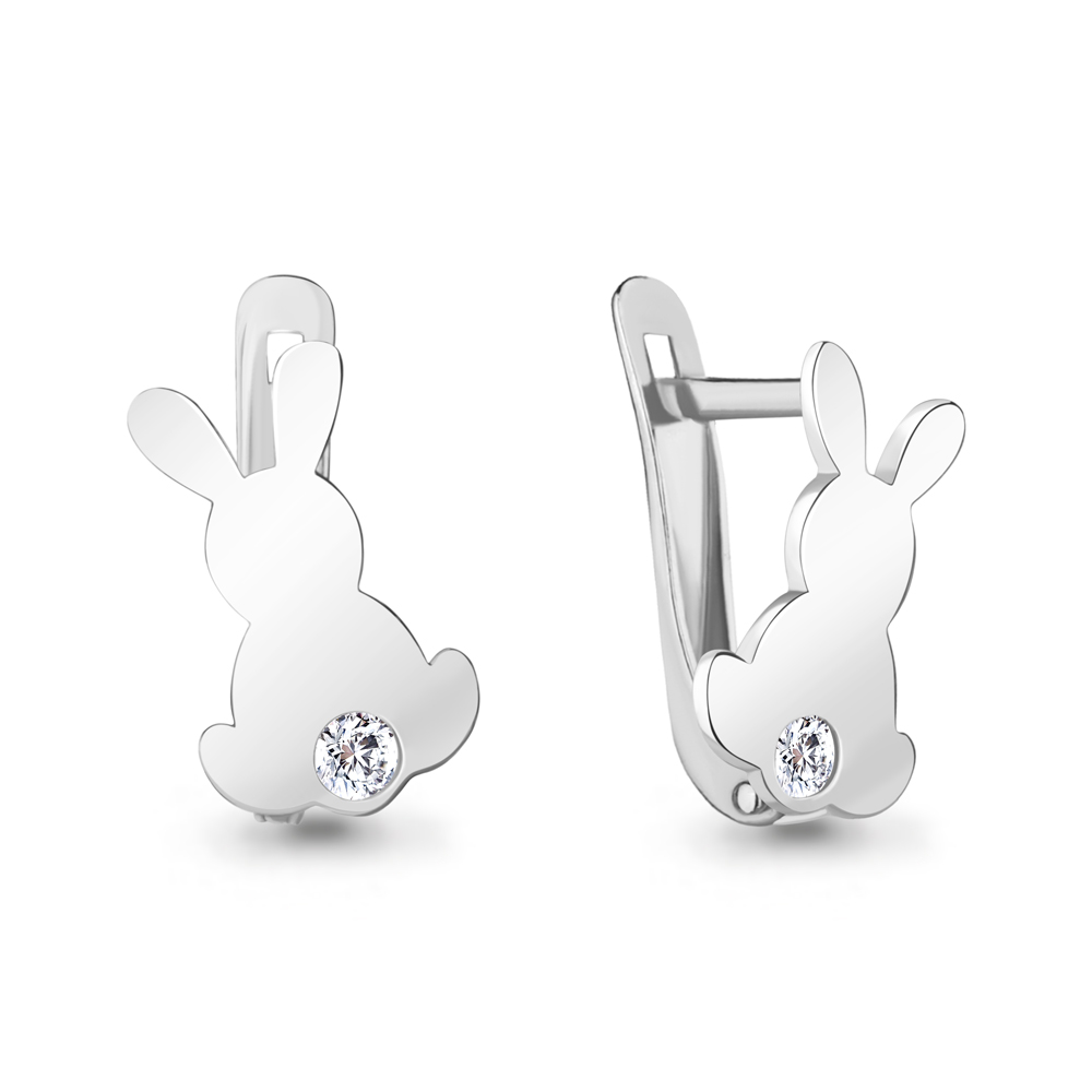 Серьги из серебра с фианитами