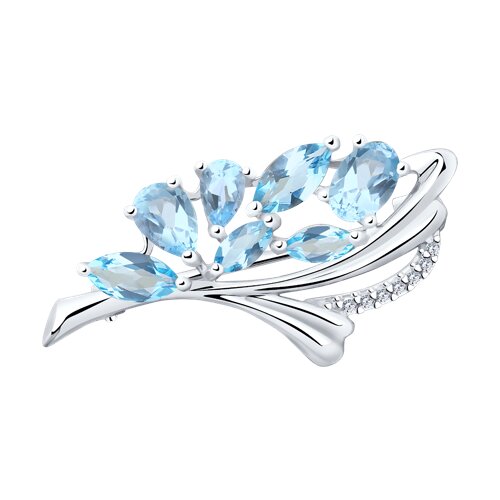 брошь из серебра с топазами и фианитами