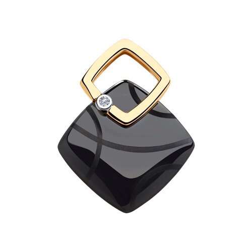 подвеска из золота с бриллиантом и керамической вставкой