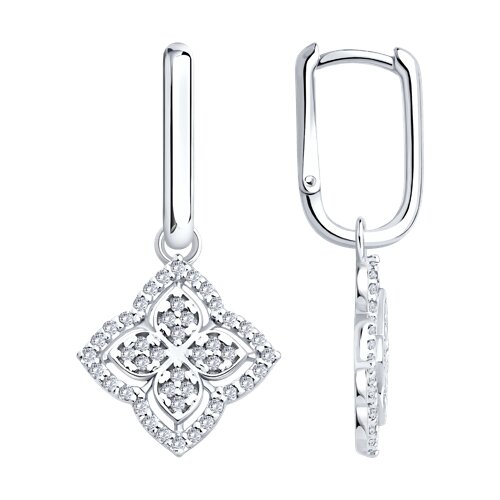 серьги из серебра с фианитами