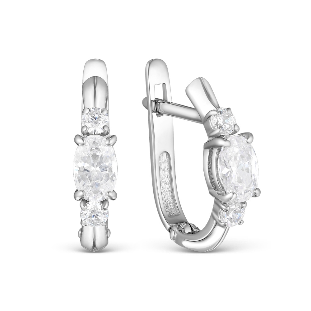Серьги из серебра с фианитами