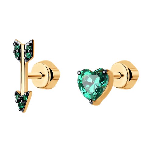 серьги из золочёного серебра с фианитами