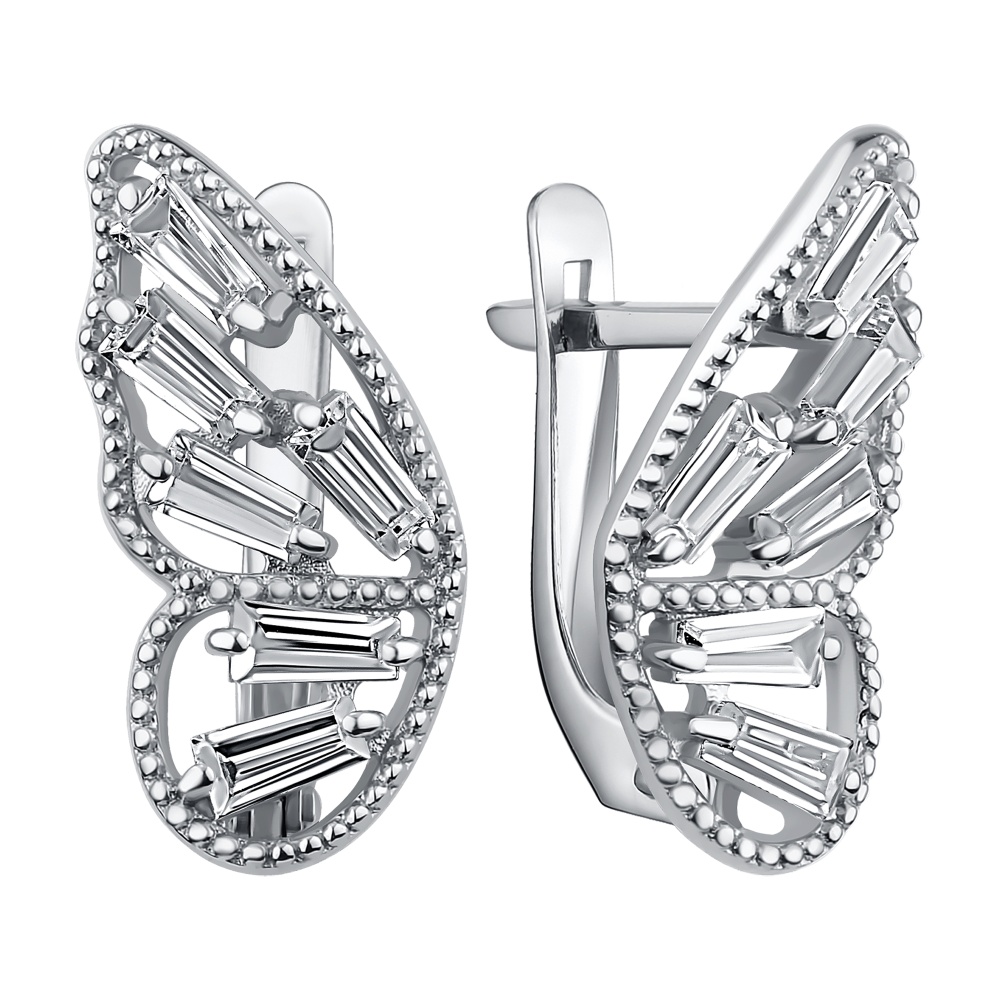 Серьги из серебра с фианитами