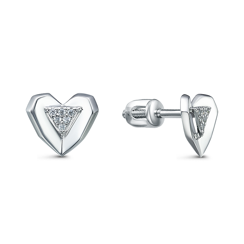 Серьги из серебра с фианитами