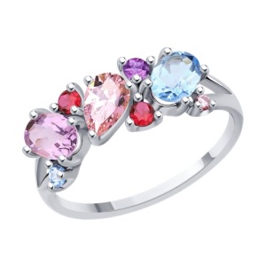 кольцо из серебра с миксом камней